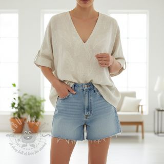 Viskoza s lanom natural Leaves border