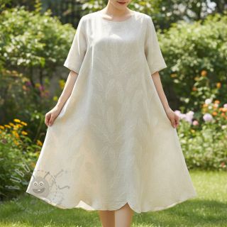 Viskoza s lanom natural Leaves border