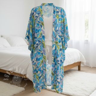 Viskoza SATIN Giselle blue digital print