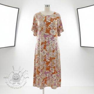 Viskoza SATIN Flowie Noe orange digital print