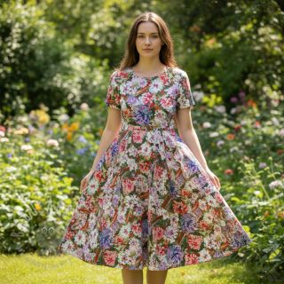 Viskoza SATIN Old fashion flowers digital print