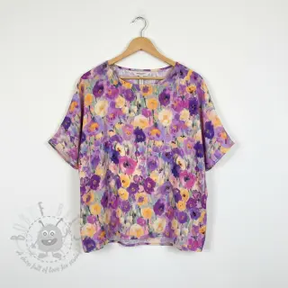Viskoza SATIN Lavender flowers digital print