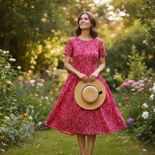 Viskoza RADIANCE Moana dark red digital print