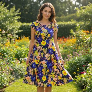 Viskoza RADIANCE Cornelia flowers purple digital print