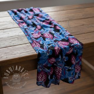 Viskoza RADIANCE Anabella leaves black digital print