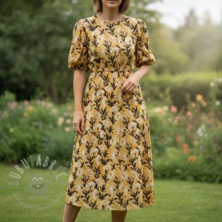 Viskoza LUREX White flowers ecru digital print