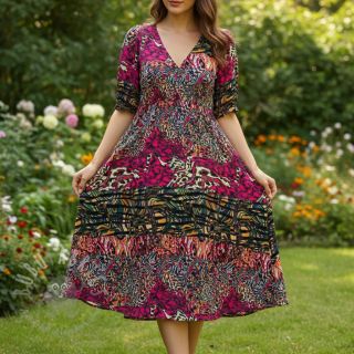 Viskoza Dimulti red digital print