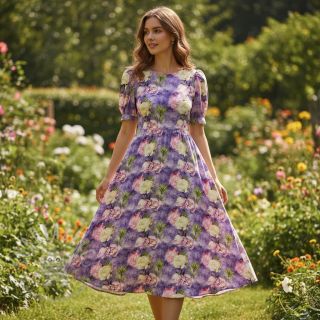 Viskoza Artistic flowers design C digital print