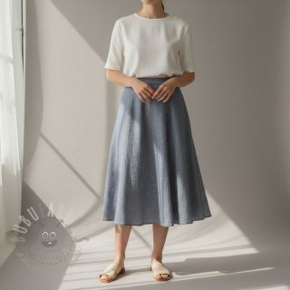 Linen cotton Fishbone navy