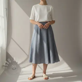 Linen cotton Fishbone navy