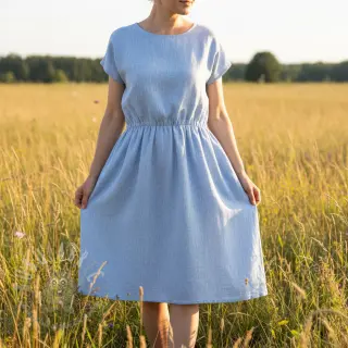 Lan pamuk Fishbone light blue