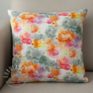 Lan s pamukom Abstract flowers RAMIE orange digital print