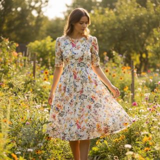 Lan s pamukom Pretty florals design A digital print