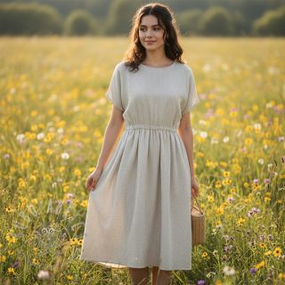 Lan s pamukom Lira mini stripe beige