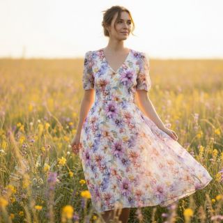 Lan s pamukom Peony roses RAMIE light pink digital print