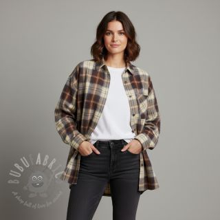 Pamučna tkanina YARN DYED CHECK BRUSHED brown