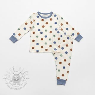 Pamuk FLANNEL Happy faces off white green