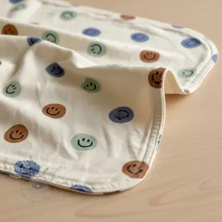Pamuk FLANNEL Happy faces off white green
