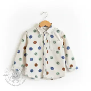 Pamuk FLANNEL Happy faces off white green