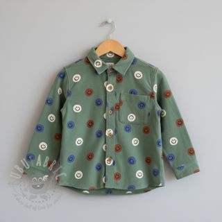 Pamuk FLANNEL Happy faces army green