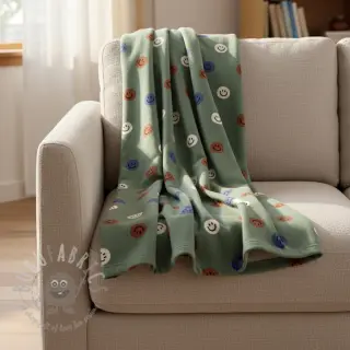 Pamuk FLANNEL Happy faces army green