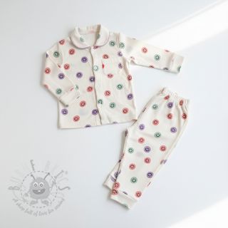 Pamuk FLANNEL Happy faces off white lilac