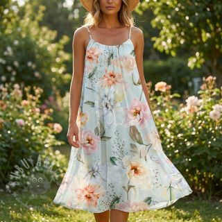 Pamuk SATIN Oahu green digital print