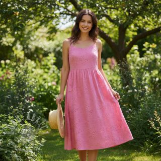 Pamuk VOILE EMBROIDERY Vintage fuchsia