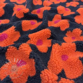 Tkanina za kapute TEDDY JACQUARD Flowers navy