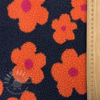 Tkanina za kapute TEDDY JACQUARD Flowers navy