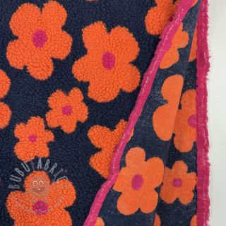 Tkanina za kapute TEDDY JACQUARD Flowers navy