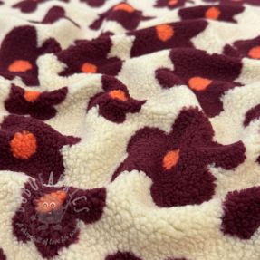 Tkanina za kapute TEDDY JACQUARD Flowers beige