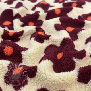 Tkanina za kapute TEDDY JACQUARD Flowers beige