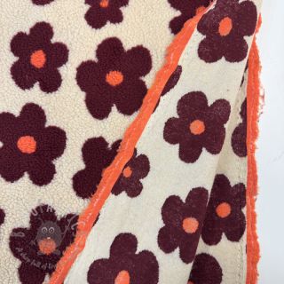 Tkanina za kapute TEDDY JACQUARD Flowers beige