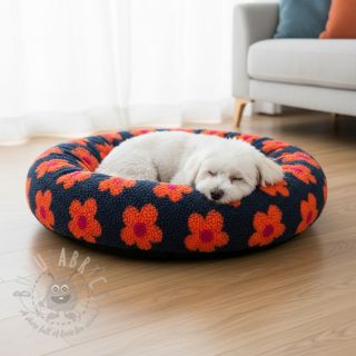 Tkanina za kapute TEDDY JACQUARD Flowers navy