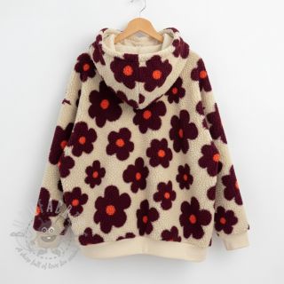 Tkanina za kapute TEDDY JACQUARD Flowers beige