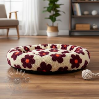 Tkanina za kapute TEDDY JACQUARD Flowers beige