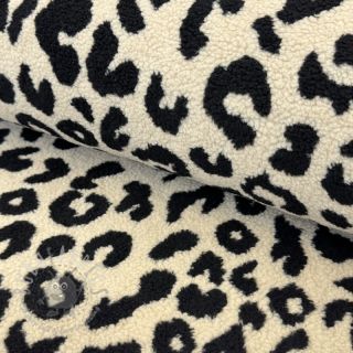 Tkanina za kapute TEDDY JACQUARD Animal skin black