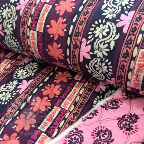 Pamuk VOILE STEPPED Daria flower aubergine digital print