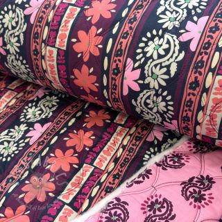 Pamuk VOILE STEPPED Daria flower aubergine digital print