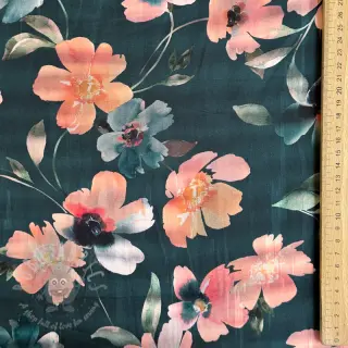 Pamuk SATIN Penny flower petrol digital print
