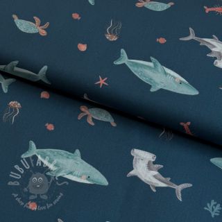 Pamuk Sea life petrol digital print