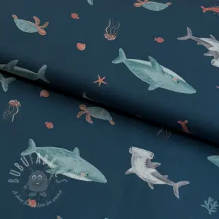 Pamuk Sea life petrol digital print