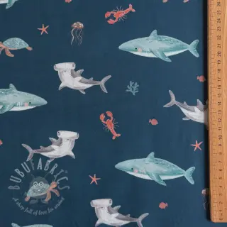Pamuk Sea life petrol digital print