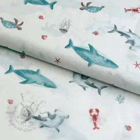 Pamuk Sea life offwhite digital print