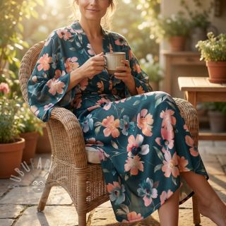 Pamuk SATIN Penny flower petrol digital print