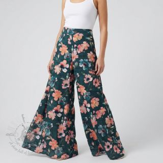 Pamuk SATIN Penny flower petrol digital print