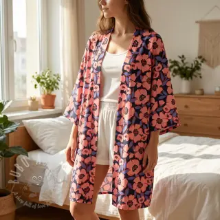 Pamuk SATIN Flower Kala navy