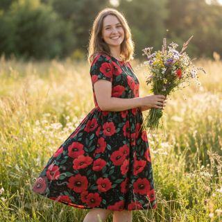 Pamuk Poppy black digital print