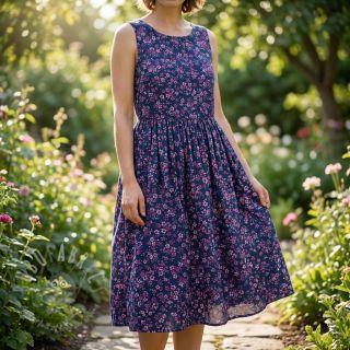 Pamuk Simie flowers navy digital print